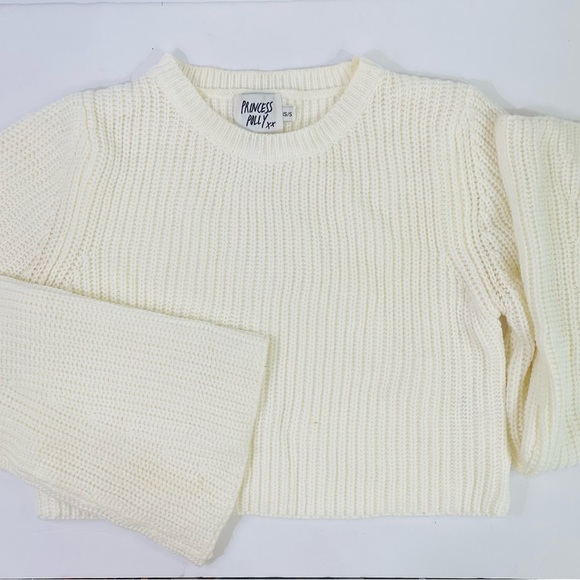 Princess Polly Coastline Cropped Sweater Cream Knit Pullover - Picture 9 of 15